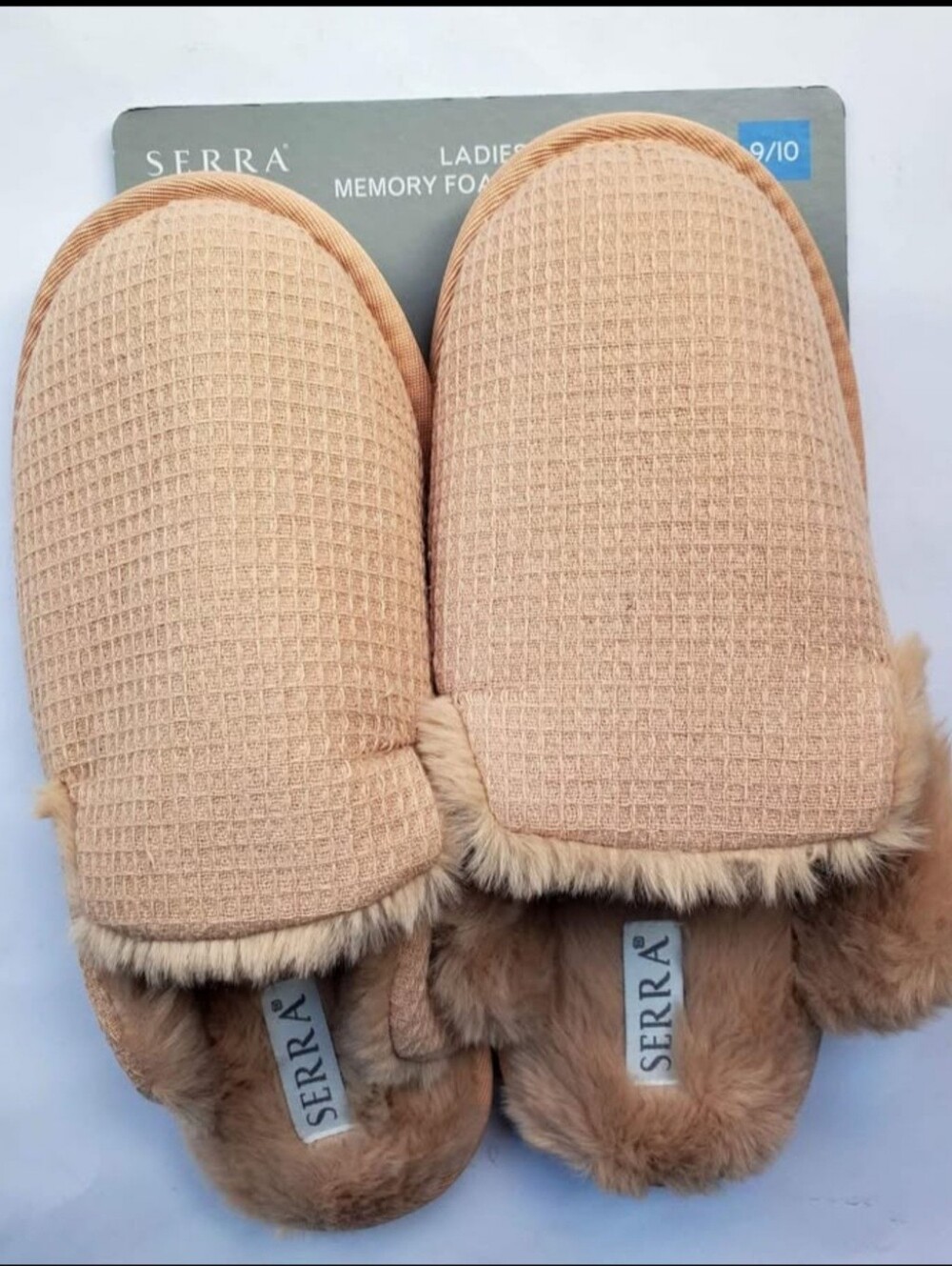 Serra Ladies Memory Foam Plush Slip-On Slippers - Size 9/10